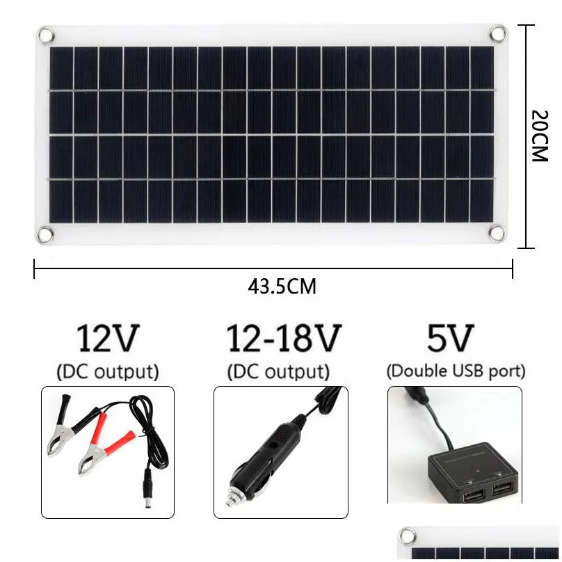 Solar Panels Portable 300W Panel Kit 12V Usb Charging Interface Board With Controller Waterproof Cells For Phone Rv Car Drop Delivery Dhst4