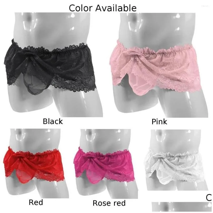 Underpants Men Sissy Panties Lace Underwear Sexy Knickers Skirt Briefs Crossdress Erotic Lingeries Open Crotch