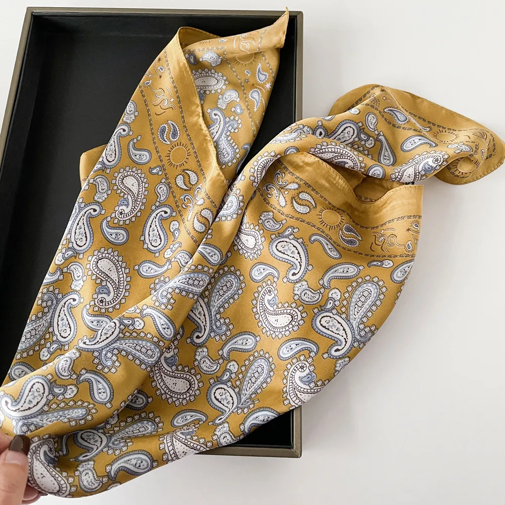 Scarves 20Style 7070Cm Designer Letters Print Floral Silk Scarf Headband For Women Fashion Long Handle Bag Paris Shoder Tote Lage Ri Otwqt