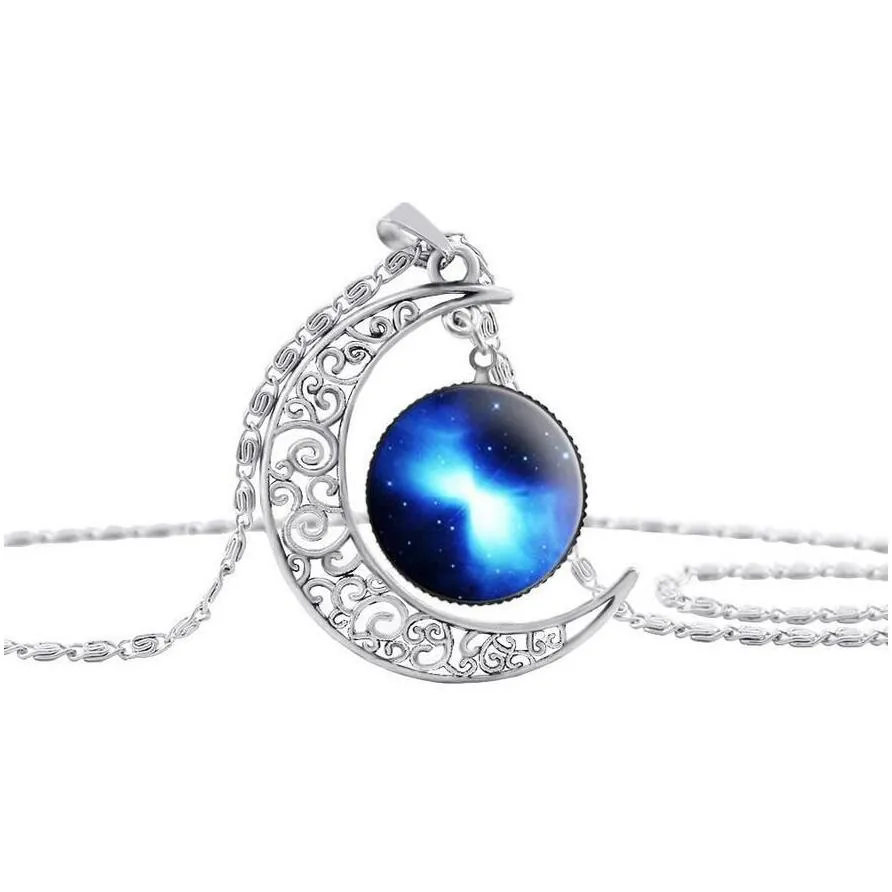 Pendant Necklaces New Vintage Starry Moon Outer Space Universe Gemstone Mix Models Ship Drop Delivery Jewelry Pendants Dhta9