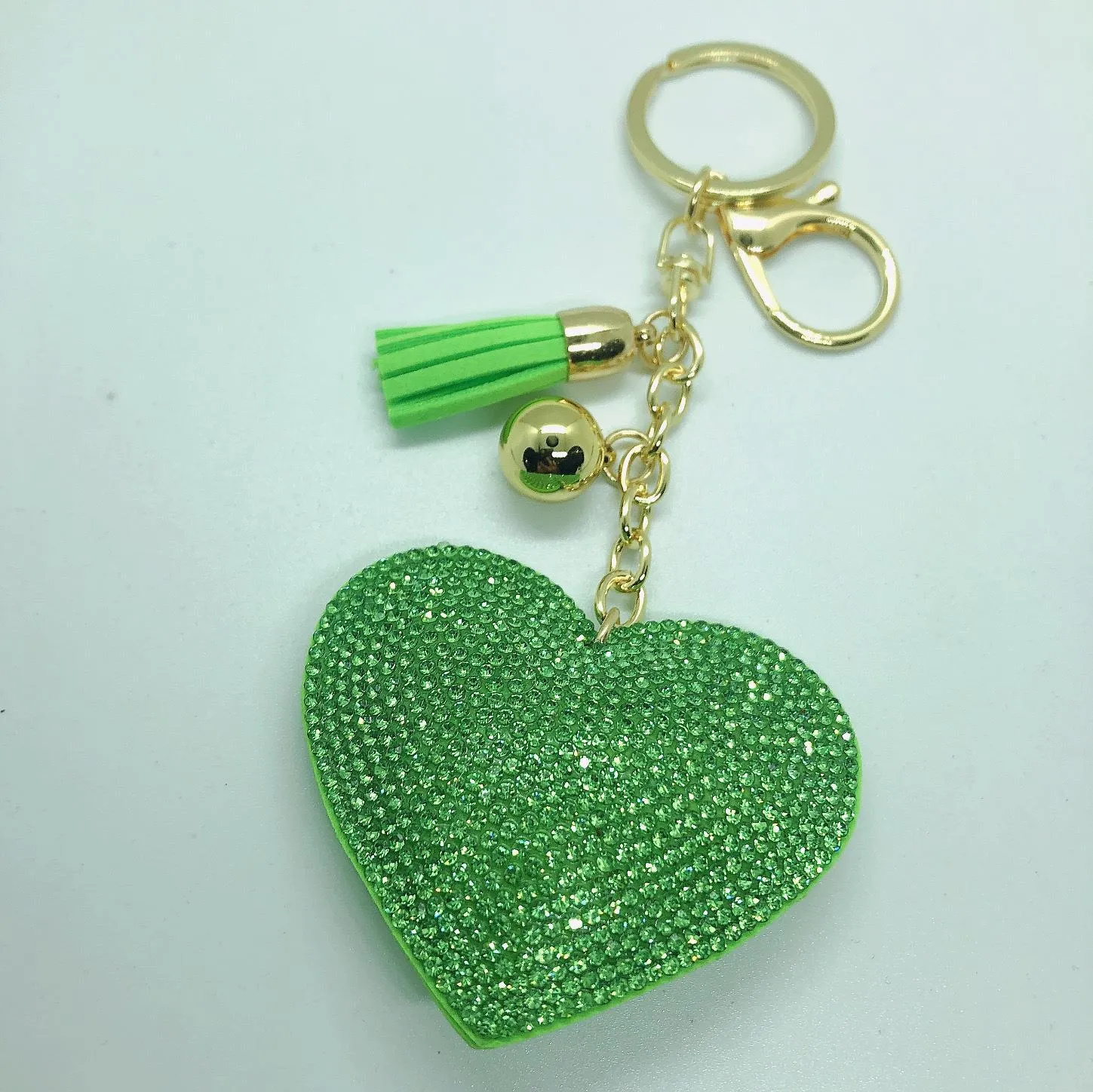 Keychains & Lanyards 40 Colors Heart Crystal Key Chain Keyring Tassel Metal Keychain Women Bag Car Pendant Llaveros Wholesale Q230918 Othfz