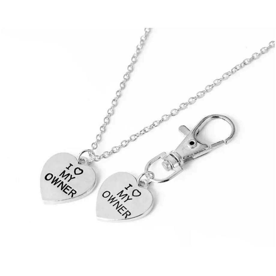 Pendant Necklaces Fashion 2Pcs Best Friends Friendship Love Heart Necklace Key Chain Owner And Dog Letter I My Jewelry Drop Delivery P Dhiql