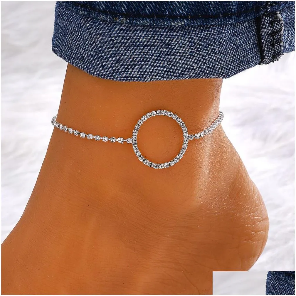 Anklets New Foot Jewelry Sier Anklet Link Chain For Women Girl Bracelets Fashion Wholesale Drop Delivery Dhacb