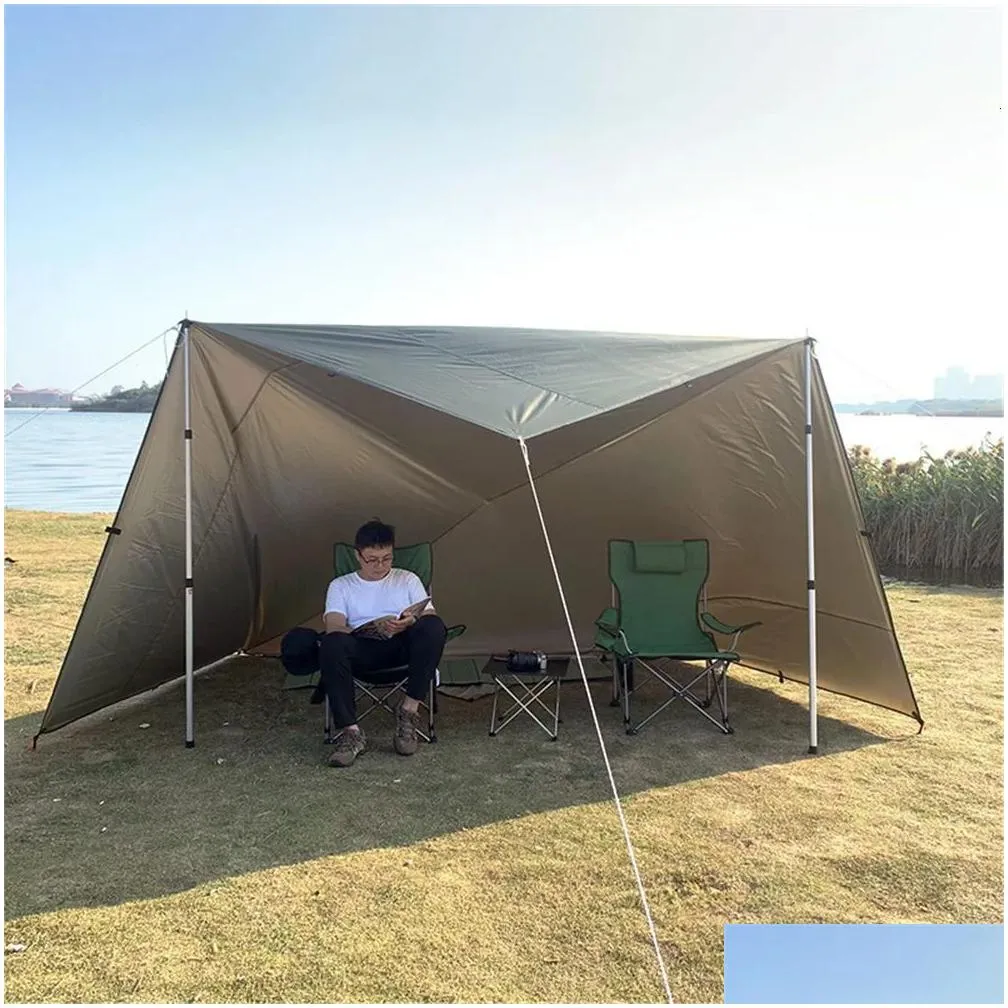 Tents and Shelters 4x3m 3x3m Awning Waterproof Tarp Tent Shade Ultralight Garden Canopy Sunshade Outdoor Camping Tourist Beach Sun Shelter
