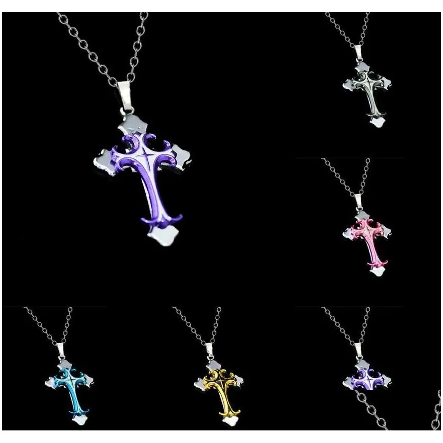 Pendant Necklaces Brand New Christian Plating Drops Cross Necklace Short Section Wfn020 With Chain Mix Order 20 Pieces Epacket Drop De Dhdvn