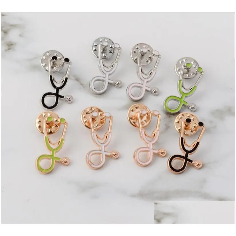 Pins, Brooches Nurse Doctor Stethoscope Enamel Brooch Pins Creative Lapel Badge For Women Men Girl Boy Jewelry Gift Drop Delivery Dhvir