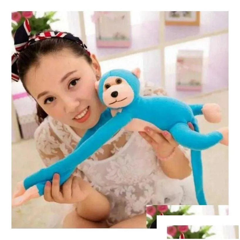 Stuffed Plush Animals Monkey Toys Infant Candy Color Long Arm Tail Dolls Toddlers Cartoon Companion Toy Kids Party Favor Decor 202