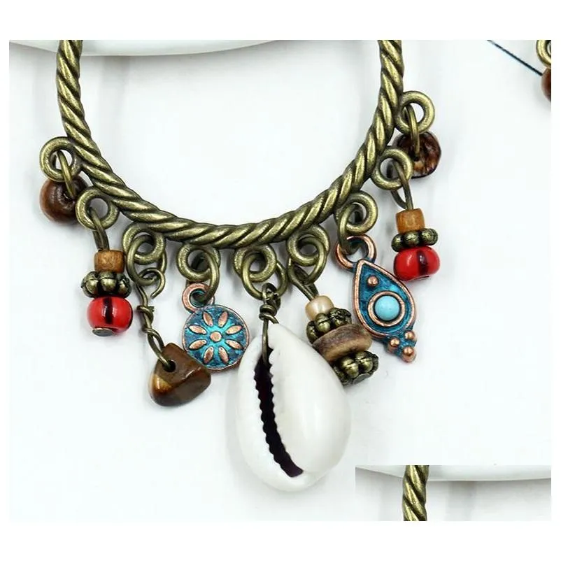 Dangle & Chandelier Ethnic Boho Round Alloy Summer Earring Charm Shell Wood Pendants Tassel Earrings Fashion Jewelry Drop Delivery Dhxt5