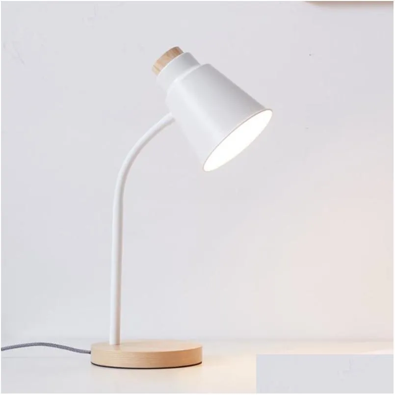 Table Lamps Modern Nordic Led Lamp Reading Night Read Solid Wood Touch Shade Desk Light Study For Living Room Bedroom Bedside