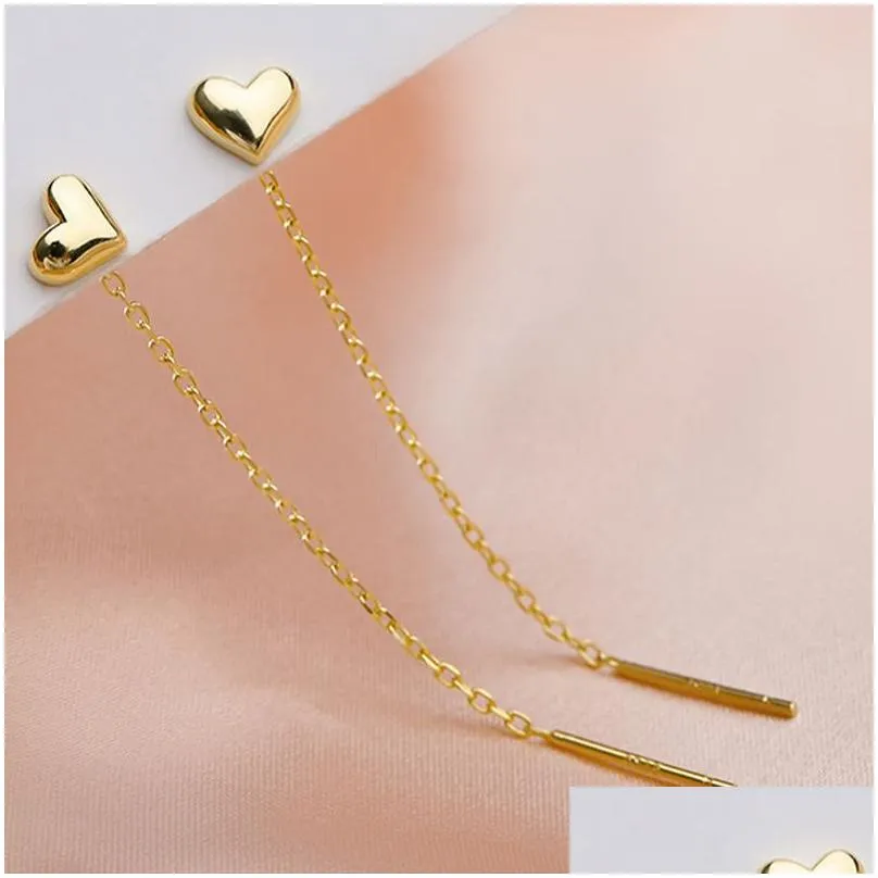 Long Tassel Heart Drop Earrings Gold Silver Color Hanging Women Earrings Fashion Party Jewelry Girls Party Gift