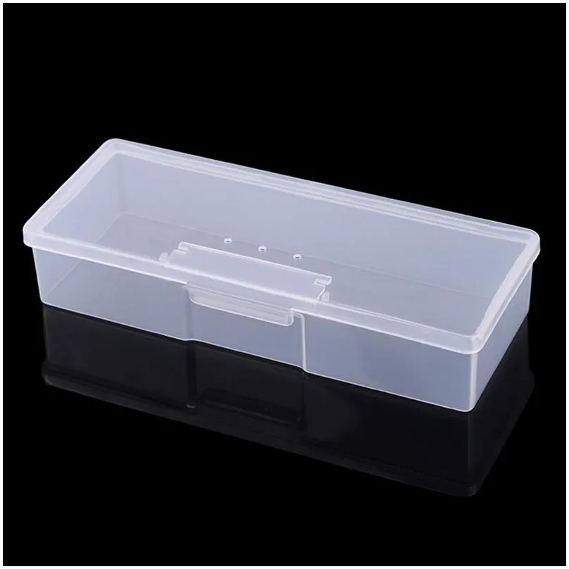 Storage Boxes & Bins Plastic Transparent Nail Manicure Tools Box Dotting Ding Pens Buffer Grinding Files Organizer Case Container Drop Dh3Qu