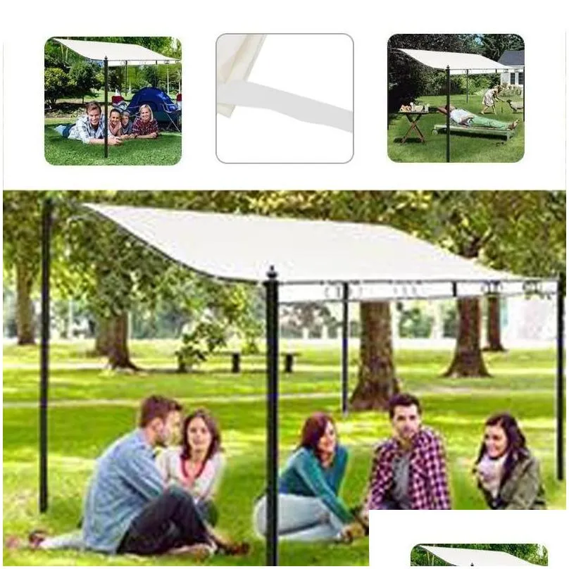 Tents And Shelters Canvas Waterproof Tent Top Roof Gazebos Garden Replacement Canopy Outdoor Awning Shade Party Pawilon Cover