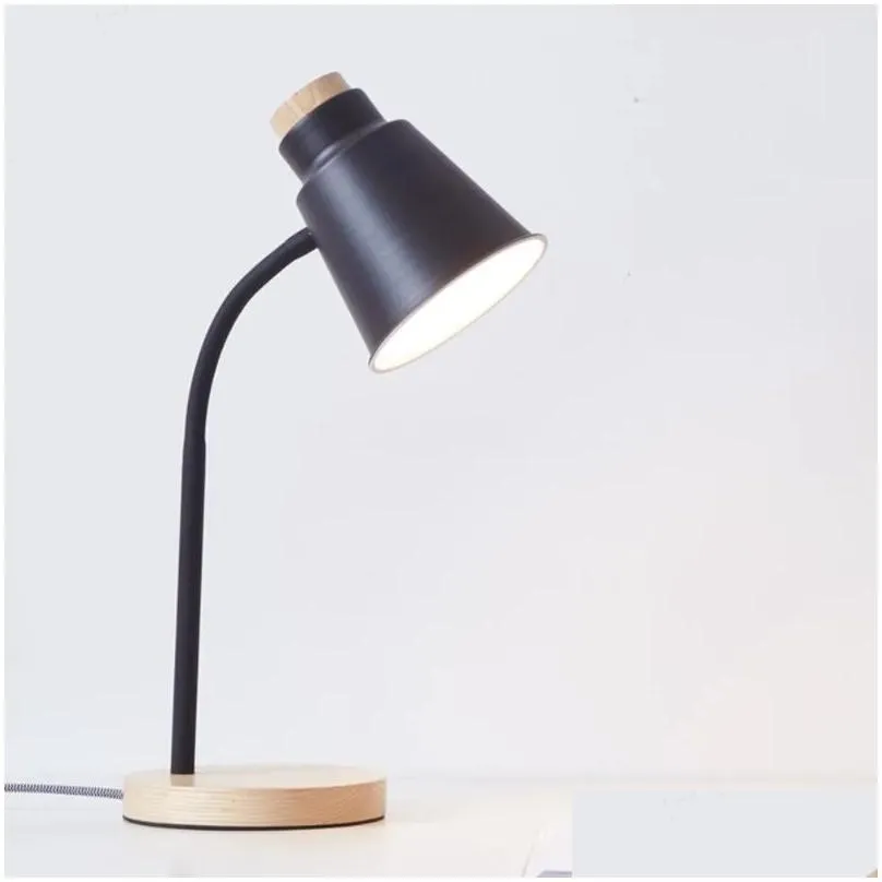 Table Lamps Modern Nordic Led Lamp Reading Night Read Solid Wood Touch Shade Desk Light Study For Living Room Bedroom Bedside