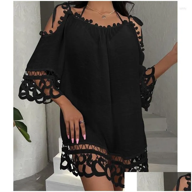 Women`s Swimwear Swimming Dress For Woman Sexy Cover Up Female Tunic Beach Summer 2023 Pareo Clothes Frocks Boho Cape Bamboo Loose