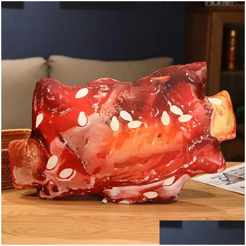 Plush Pillows Cushions Plush Simulation Food Sausage Chicken Leg Stuffed Pillows Roasted Wing Steak Ribs Funny Soft Cushion Kids Creative Baking Toys