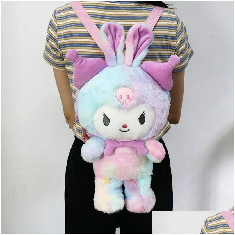 New Transformation Cartoon Cat Merlot and Lomi Plush Doll Children`s Backpack Girl Heart Crossbody Bag Travel Bag