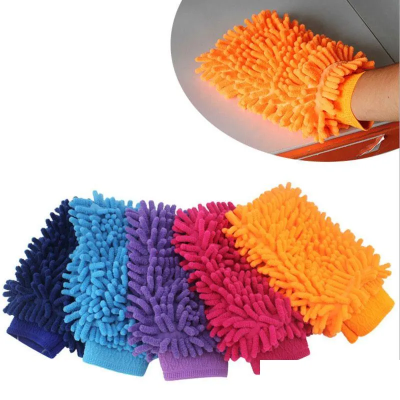 Ultrafine Fiber Chenille Microfiber Car Wash Glove Mitt Soft Mesh Backing No Scratch for Car Wash and Cleaning Dusting Gloves