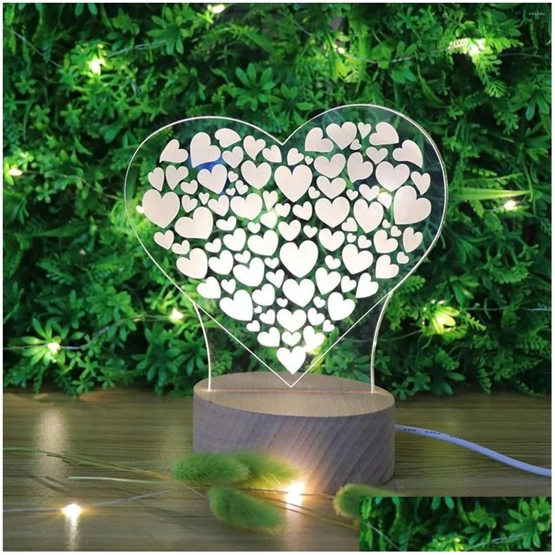 Table Lamps 3D Love Lamp USB Acrylic Heart LED Night Light For Bedroom