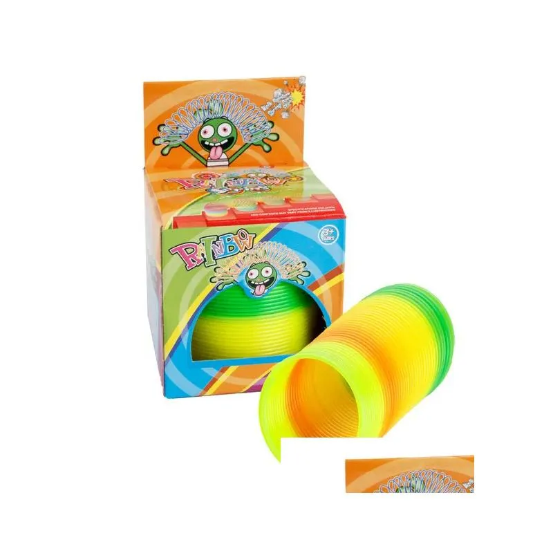 Decompression Toy Wholesale Rainbow Spring Toys Anti- Funny Game Educational Folding Plastic Creative Magical For Children Drop Delive Dhubf