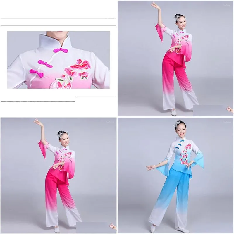 Stage Wear Chinese Costume Hanfu Classical Dance Female 2024 National Fan Yangko