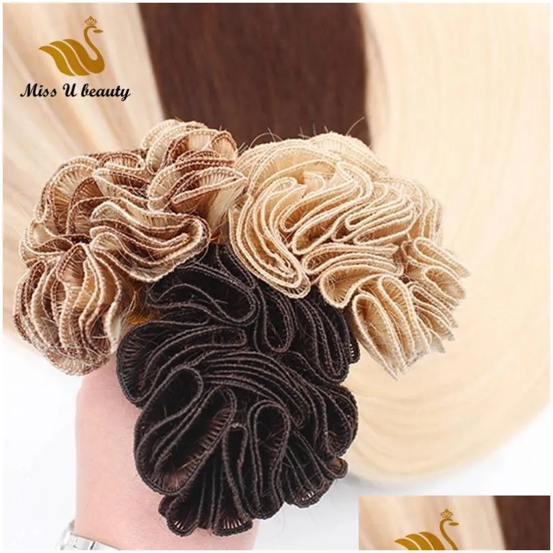 Human Hair Weaves 2 Bundles Remy Hand Tie Weft Weave High Quality Humanhair Extension Wholesale Color Customizable Drop Delivery Produ Dhmsl