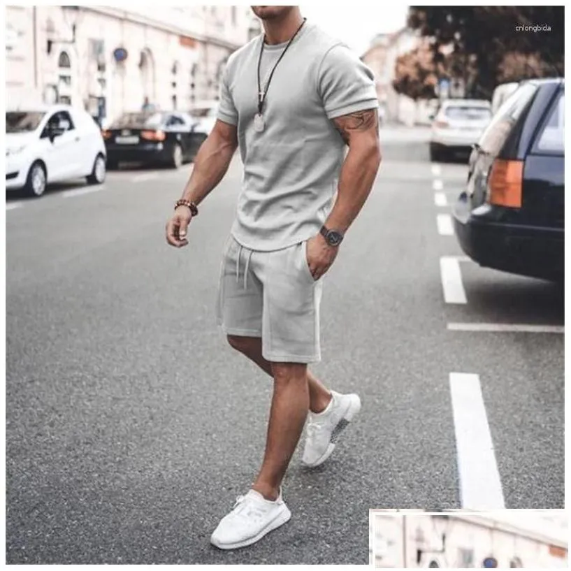 Mens Tracksuits Basic T Shirt Shorts Sets Casual Plain Sports Suits Chic Kpop Gym Stretch 5Xl Tracksuit Luxury Clothes For Men Young L