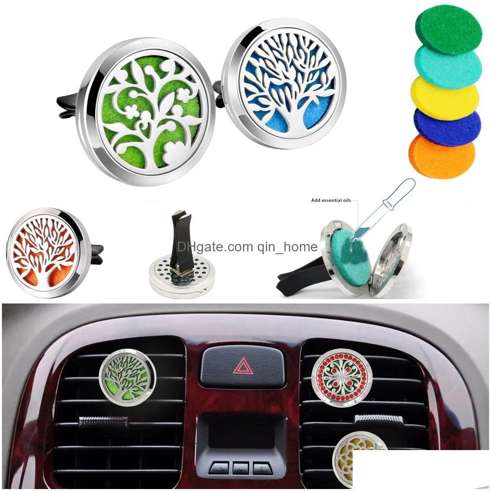 aromatherapy home essential oil diffuser for car air freshener perfume bottle locket clip with 5pcs washable felt pads fragrance auto interior