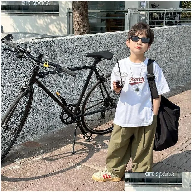 Trousers Children Clothing Kids Fashion Casual Korean Style Pants 2024 Summer Boys Solid Color Soft And Comfortable All-match Slacks