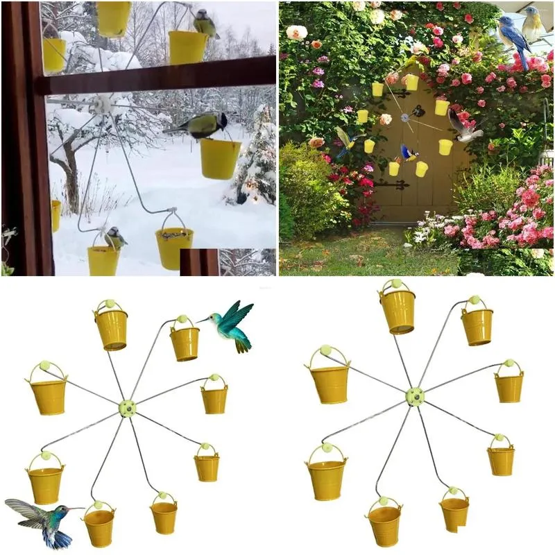 Other Bird Supplies Windmill Shaped Feeder Unique Ferris Wheel With Rotating Design For Outdoor Hanging Hummingbird Food Container Dr Dh8My