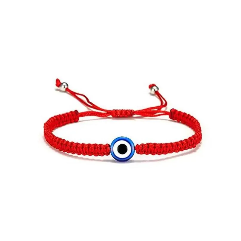 Charm Bracelets Handwoven Lucky Red String Blue Turkish Evil Eye Pendent Bracelet Jewelry For Women Girls Party Birthday Gift Drop De Dhul9