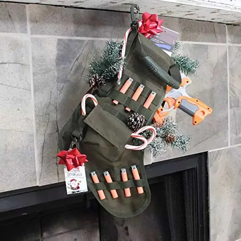 Molle Christmas Stocking Socks Tactical Bag Utility Nylon Storage Decoration Bag Military Combat Hunting Pack Magazine Pouches Q0705