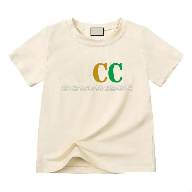 T-Shirts In Stock Child Tshirt White Short Sleeve Toddler Tee Kid Designer T Shirt Boys Girls Round Neck Pure Cotton Classic Printing Dhi62