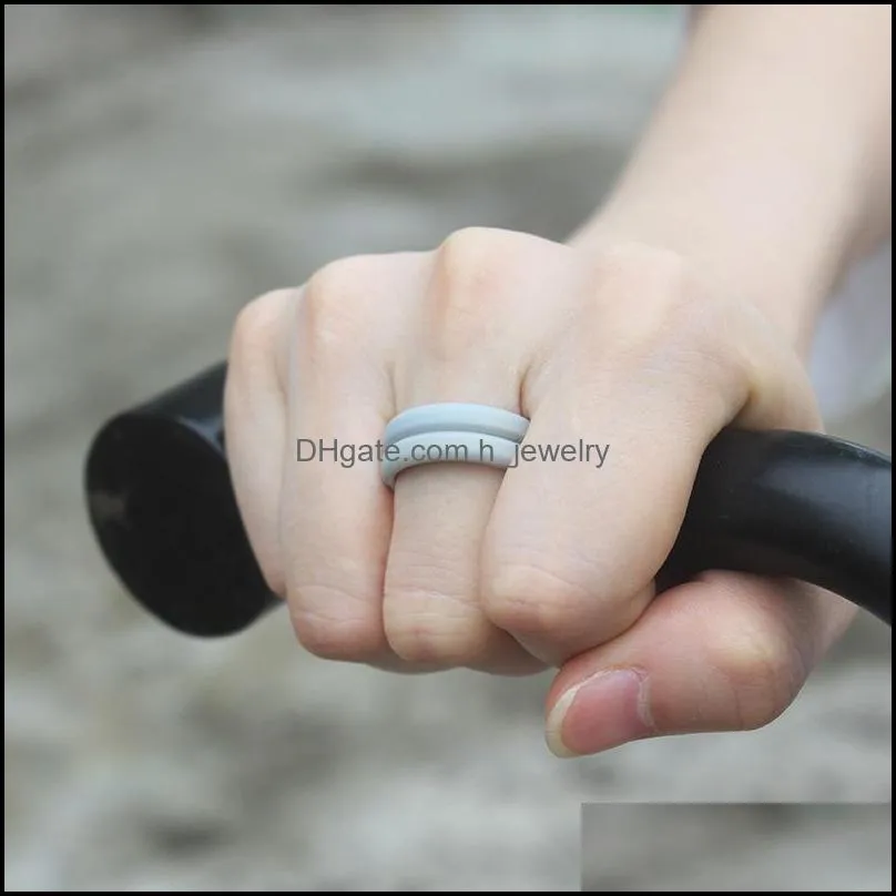 Band Rings Sile Wedding For Men Middle Engraved Line Rubber Engagement Bands Finger Active Sport Gym Drop Delivery Jewelry Dhuzt