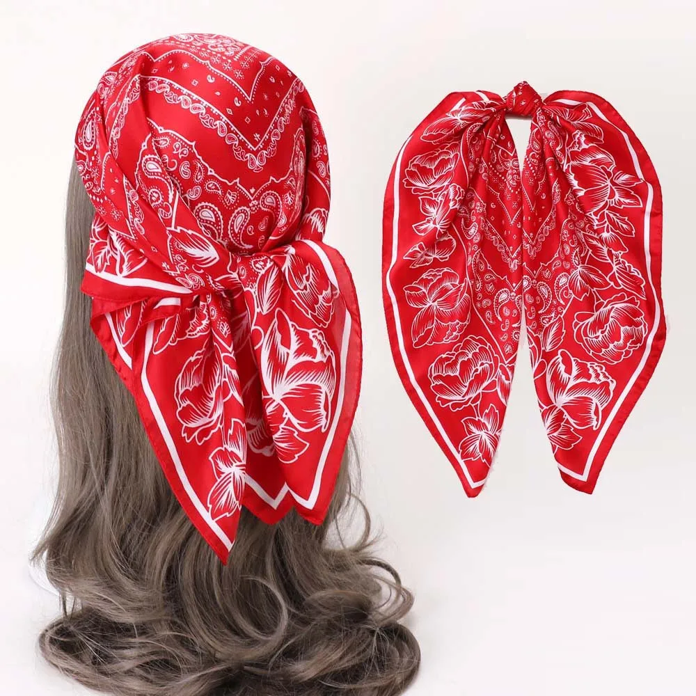 Scarves 20Style 7070Cm Designer Letters Print Floral Silk Scarf Headband For Women Fashion Long Handle Bag Paris Shoder Tote Lage Ri Otmbd