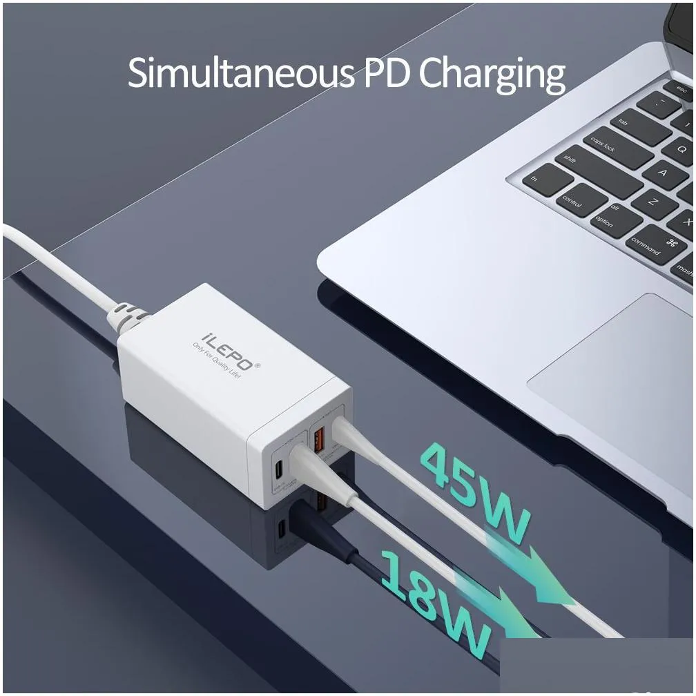 65W GaN USB-C  Smart charging Station With USB C output, Suitable For Mobile Phones, Laptops, Tablets, etc.