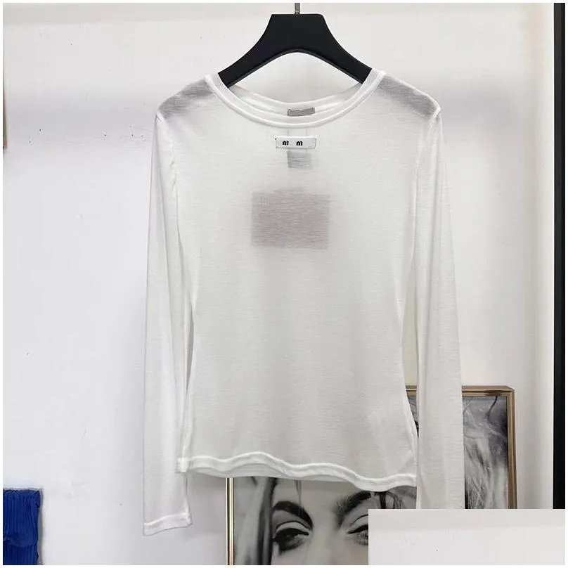 MiMi U Casual Tshirt Designer Clothes Women t shirts Long Sleeve Round Neck Letter Print Sexy Top Tee Female Casual Streetwear