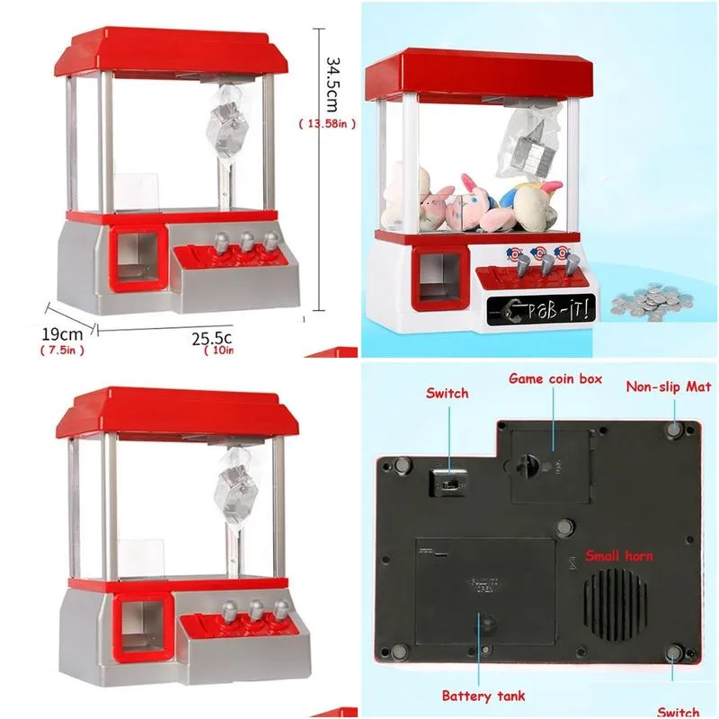 Kids Mini Arcade Game Machine Vending Music Candy Grabber Coin Operated Claw Machine Toy Gift For Children 220809