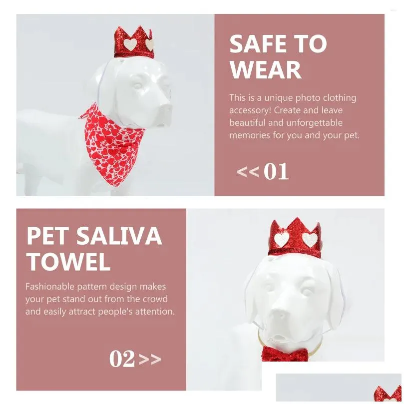 Dog Apparel 1 Set Pet Dogs Saliva Towel Hat Bowtie Kit Decorative Accessories For Valentine Drop Delivery Dhe9C