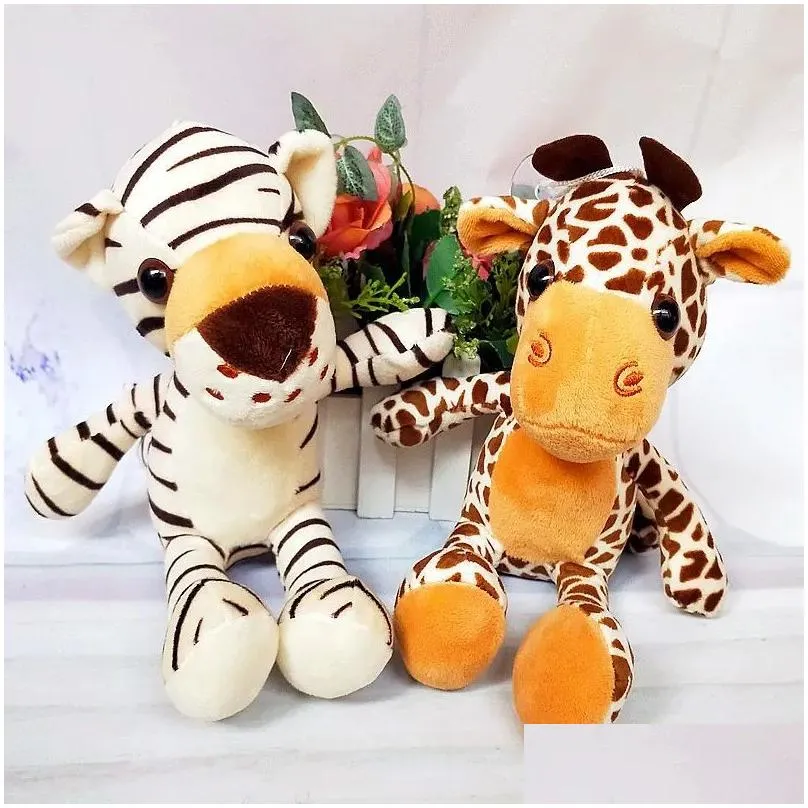 Cute Forest Animal Stuffed Toy Jungle Wedding Throw Children`s Gift Claw Machine Doll Giraffe  Tiger Leopard