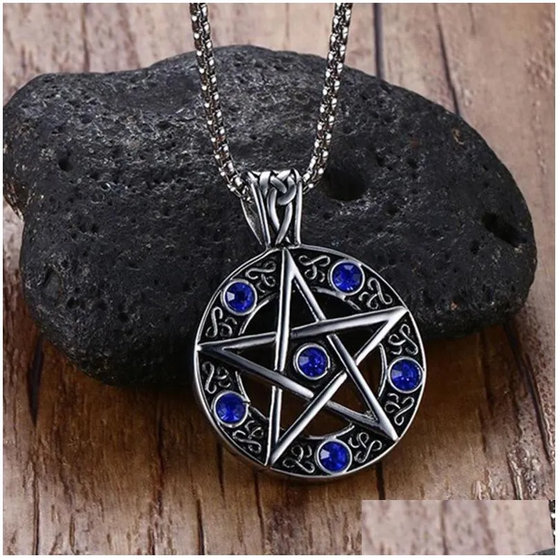 pentagram satanic symbol necklace satan worship pendant vintage diamond necklaces jewelry wholesale