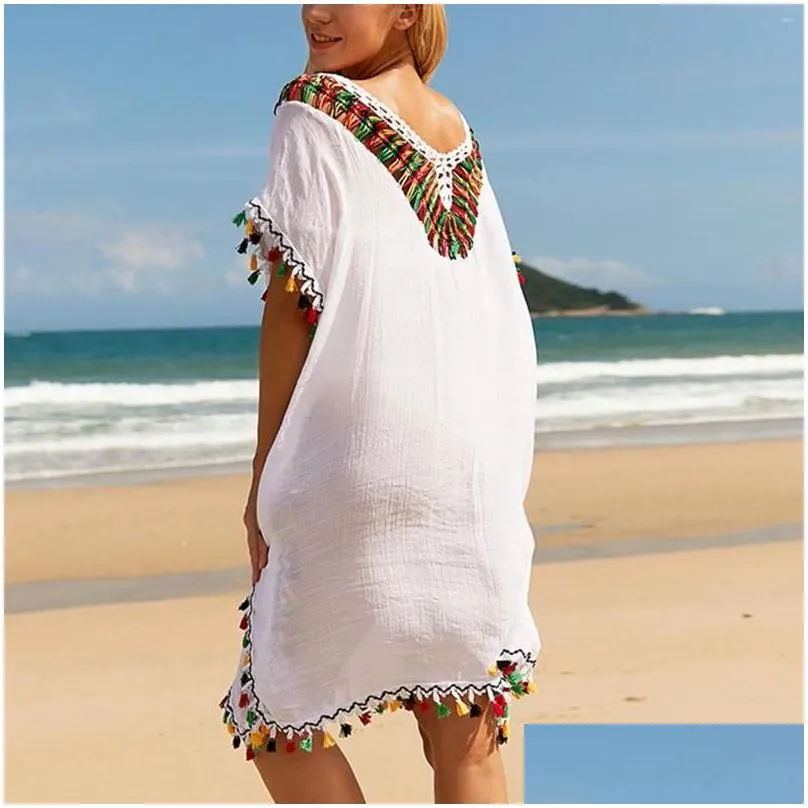 Casual Dresses Female Beach Party Dress Seaside Full Sun Summer Outfits Crochet Knitting Blouse Hollow Swimming