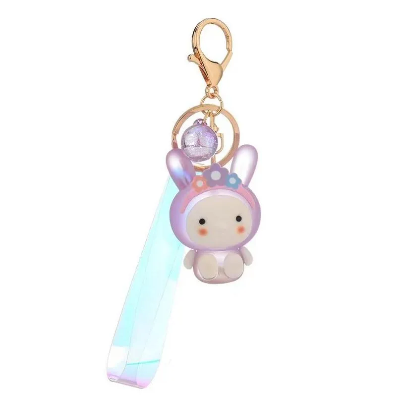 Key Rings Girls Cute Frosted Will Glow Garland With Light Bunny Keys Chain Luxury Jewelry Drop Delivery Dhcpq