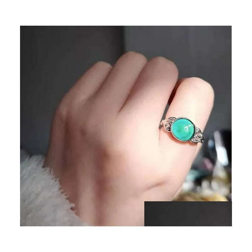 Band Rings 925 Sier Mix Size Mood Changes Color To Your Temperature Reveal Inner Emotion Finger Ring Jewelry Bk Drop Delivery Dhn28