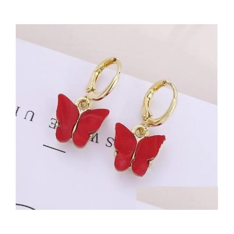 Dangle & Chandelier New Fashion Earrings Color Acrylic Butterfly Small  Sweet Colorf Earring Fast Ship Drop Delivery Jewelry Dhlf7