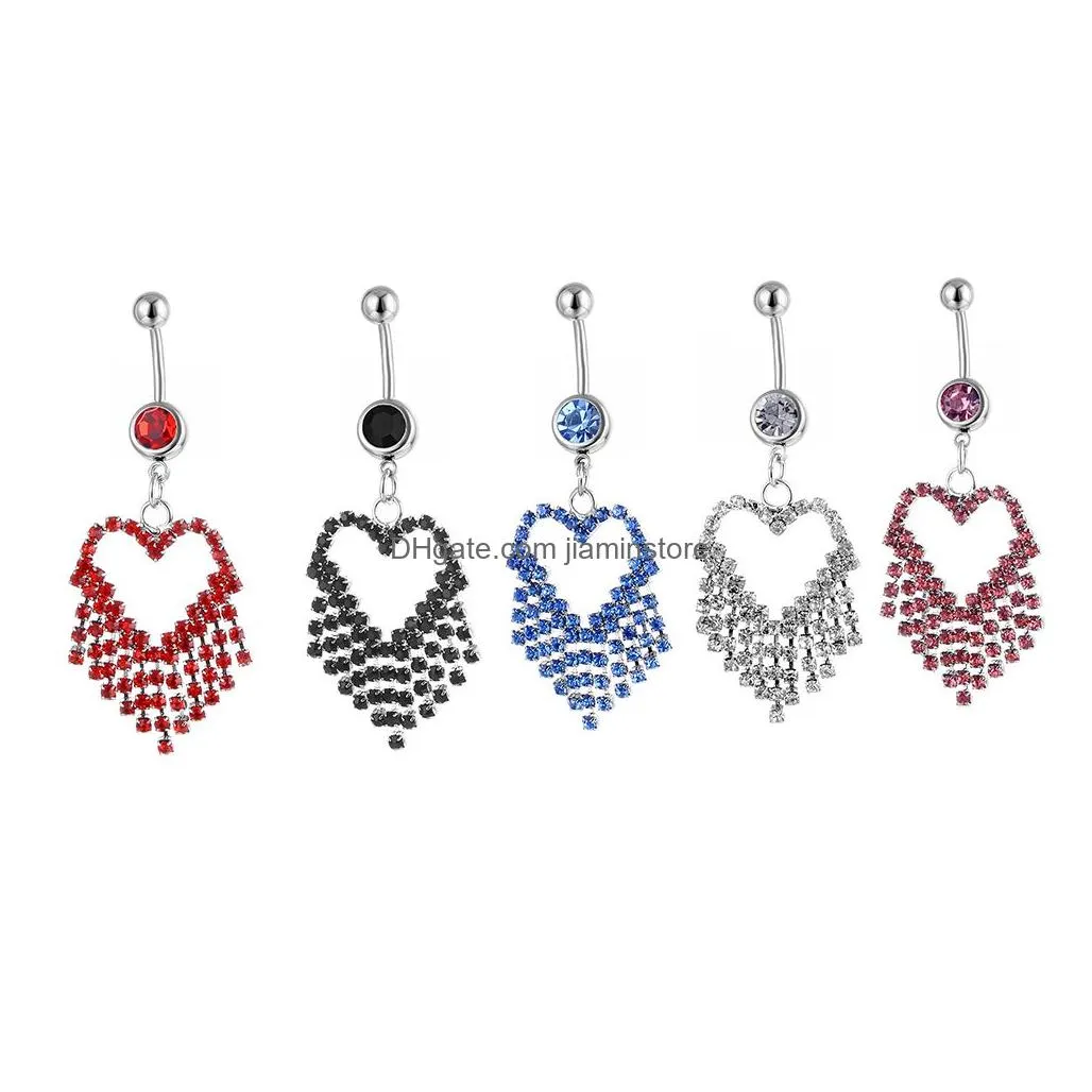 YYJFF D0138 Heart Belly Navel Button Rings Mix Colors