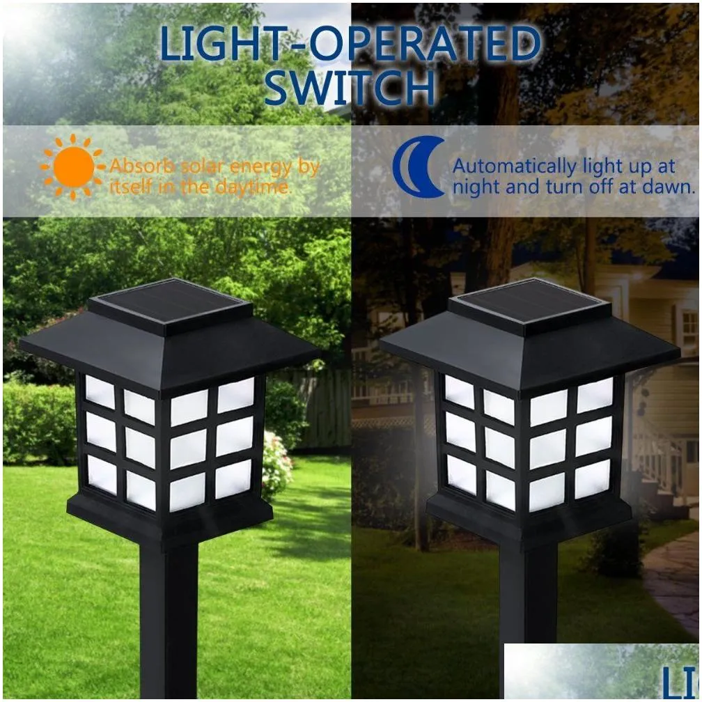Solar Garden Lights Outdoor Energy Powered Led Lamp Lanter Waterproof Landscape Lighting Sunlight Pv Panel For Pathway Patio Yard Law Dhzk0