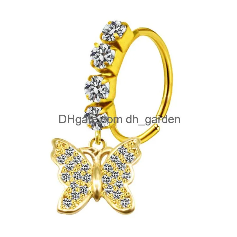 Beaded Nose Rings Mti Style Copper Inlaid Zircon Puncture Ring Jewelry Wholesal Drop Delivery Bracelets Dhgarden Dhp0H