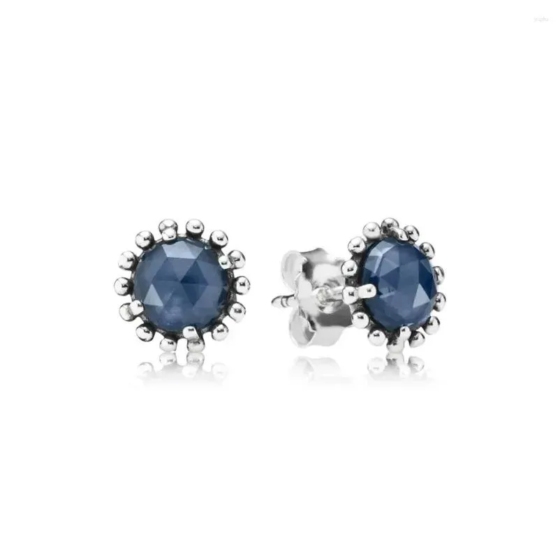 Stud Earrings 925 Sterling Silver With Midnight Blue Crystal For Women Anniversary Jewelry