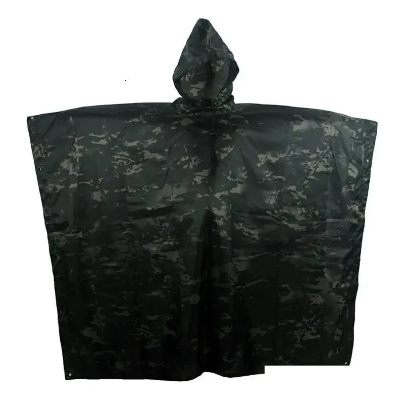 Rain Wear Outdoor Military Poncho 210TPU Army War Tactical Raincoat Hunting Ghillie Suit Birdwatching Umbrella Gear Home accessories