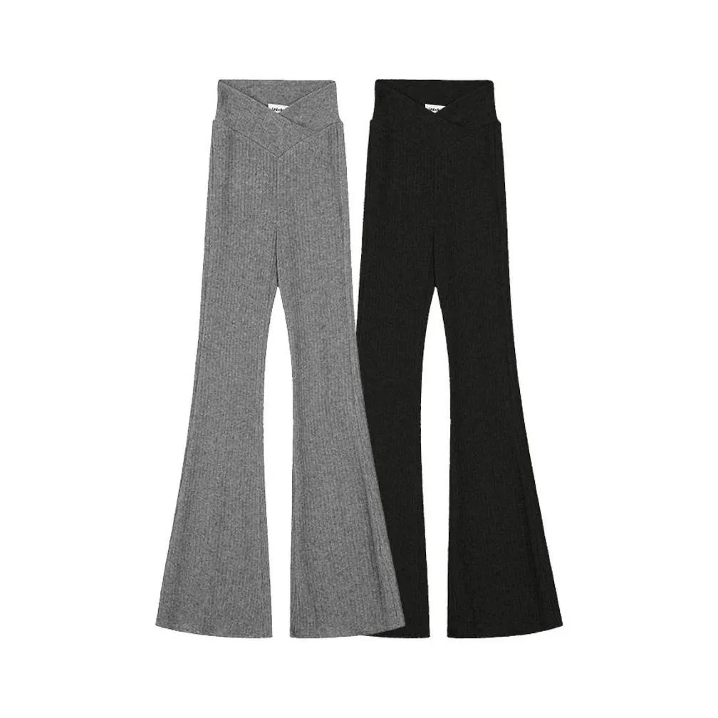 Women`S Pants & Capris Womens S Qweek Korean Fashion Knitted Flare Women Y2K Vintage 90S Basic Flared Leggings Harajuku Retro Casual Dhn7J